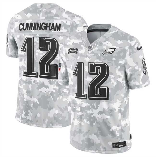 Men%27s Philadelphia Eagles #12 Randall Cunningham 2024 F.U.S.E Arctic Camo Salute To Service Limited Stitched Jersey Dyin